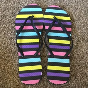 Striped flip flops